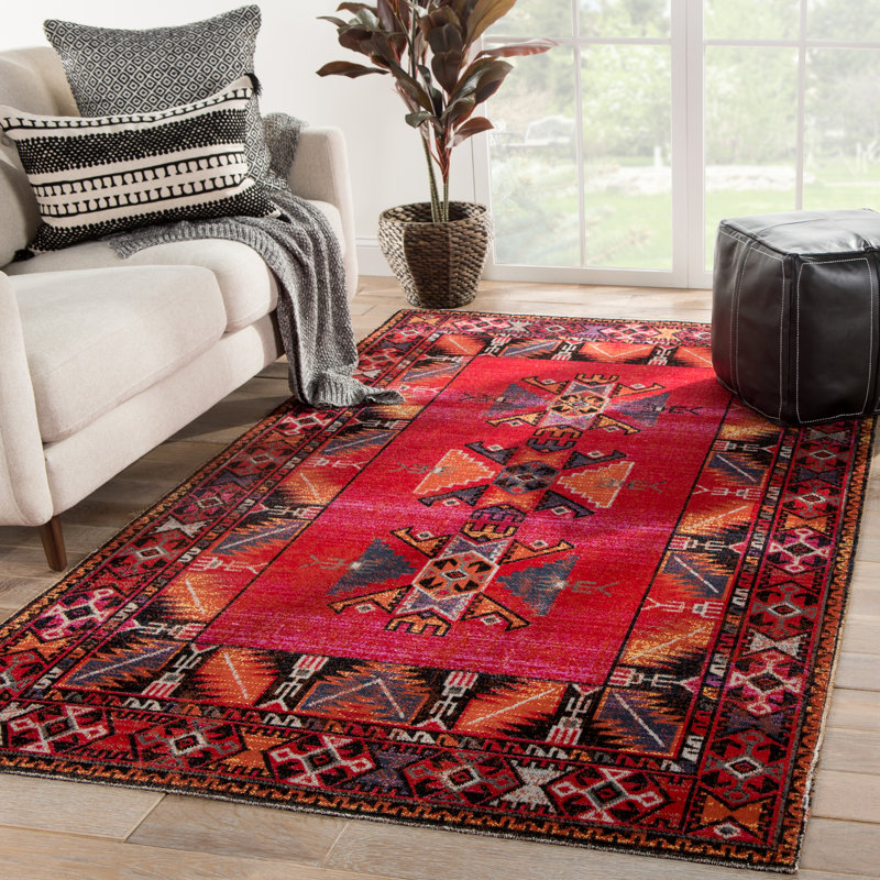 AllModern Southwestern Red/Black Indoor / Outdoor Area Rug & Reviews